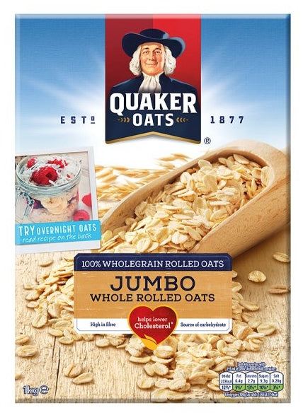 Quaker Oats Jumbo Whole Rolled Oats (6 x 1kg)