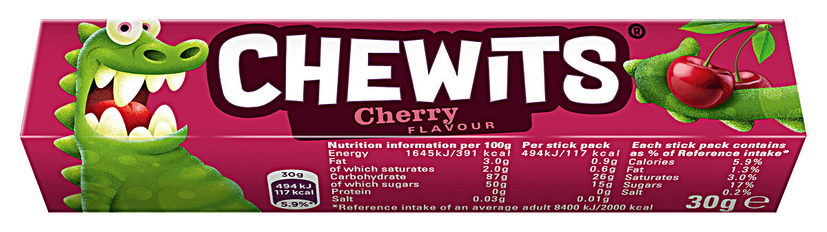 Chewits Stick Pack Cherry (40 x 30g) - AmerikaanseGroothandel