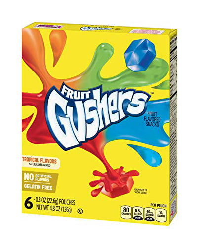 Fruit Gushers Tropical Flavors 6 Pack (Single product of 136g)