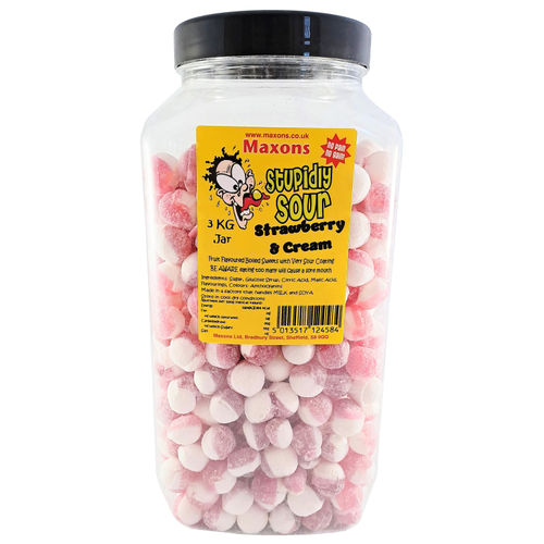 Maxons Stupidly Sour Jar Strawberry & Cream