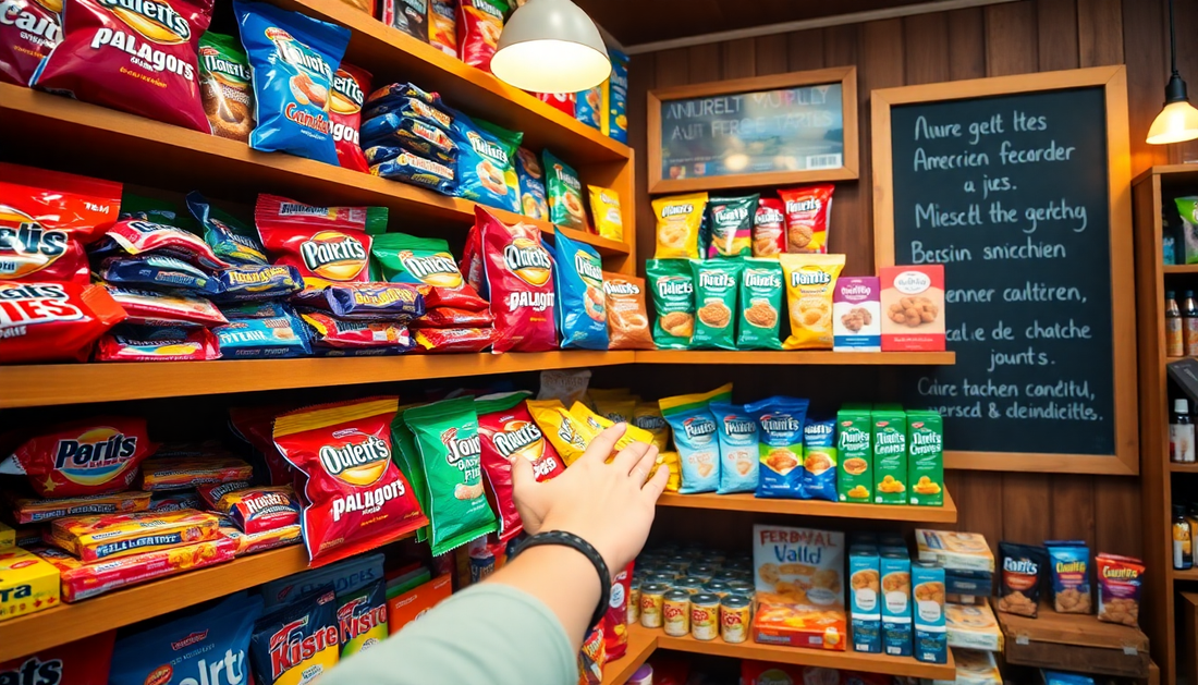 Winkelschappen vol chips en snacks