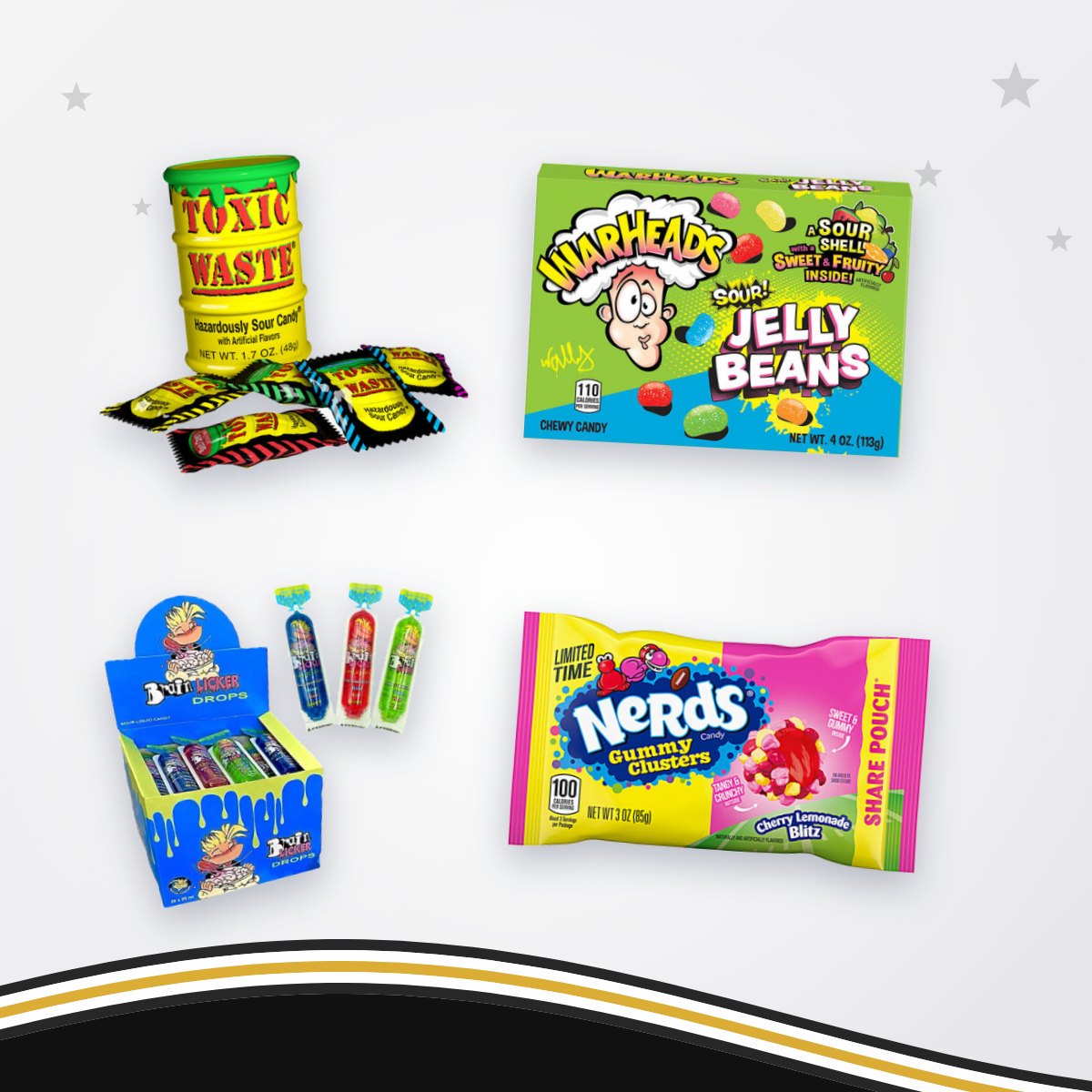 Zure Amerikaanse snoep-bestsellers: Toxic Waste, Warheads, Nerds en Brain Licker