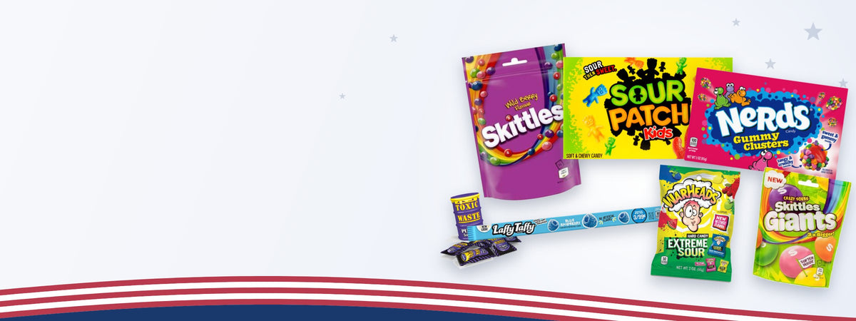 Amerikaans snoep van Skittles, Sour Patch Kids, Nerds en Warheads