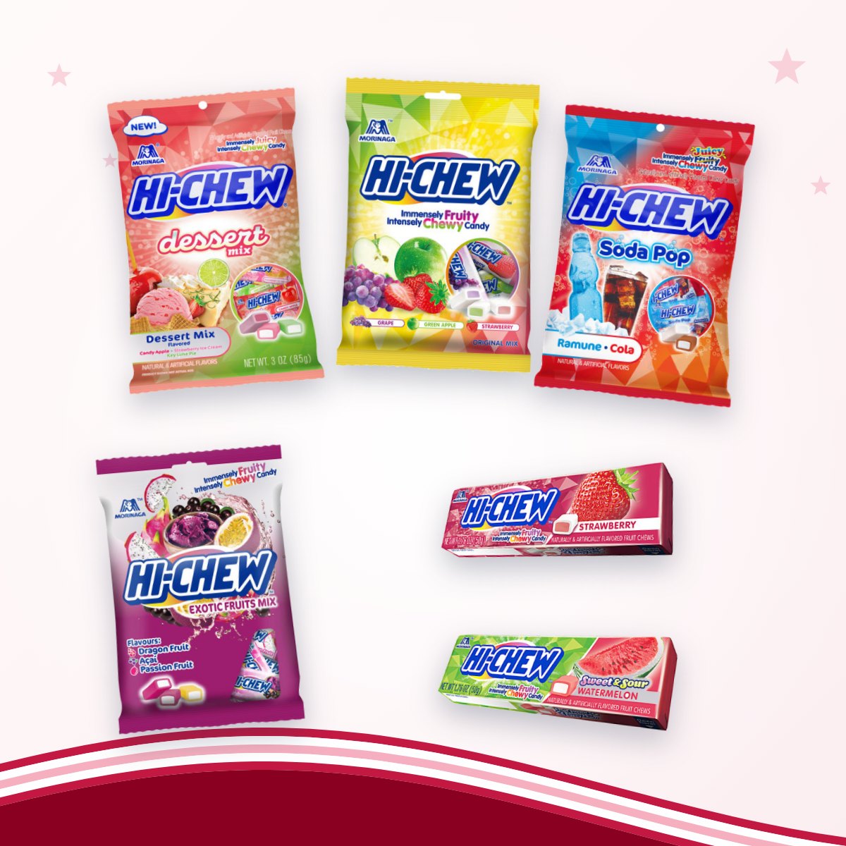Hi-Chew kauwsnoep in verschillende smaken