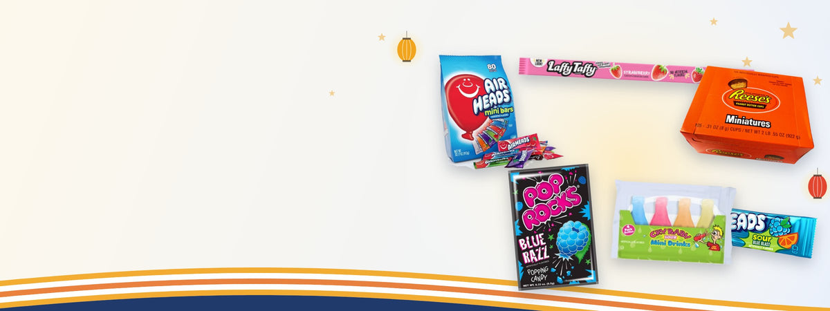 Los verpakt snoep voor Sint Maarten: Airheads, Laffy Taffy, Pop Rocks en Reese's