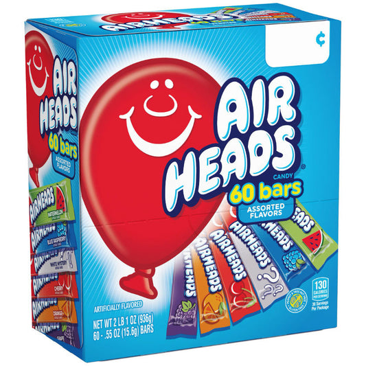 Airheads Bars Assorted 60 Pack (Enkele verpakking van 936g) - AmerikaanseGroothandel.nl