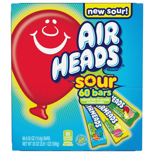 Airheads Bars Assorted Sour 60 Pack (Enkele verpakking van 936g) - AmerikaanseGroothandel