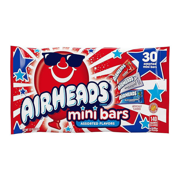 Airheads Bars Mini Red, White & Blue 30 Pack (12 x 340g) - AmerikaanseGroothandel.nl