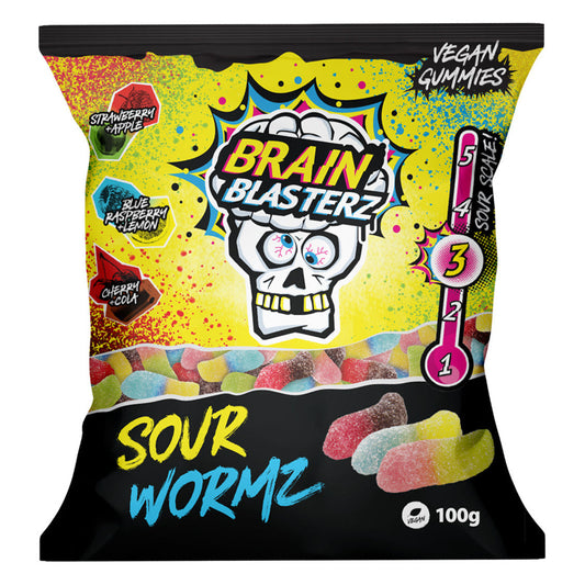 Brain Blasterz Sour Wormz (16 x 100g) - AmerikaanseGroothandel