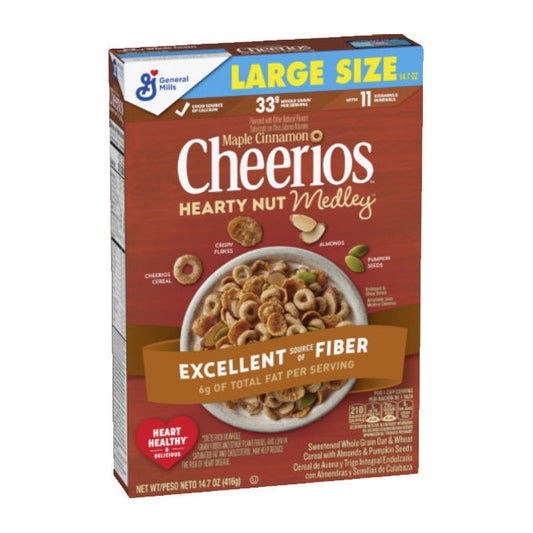 Cheerios Hearty Nut Medley Maple Cinnamon (Enkele verpakking van 416g)