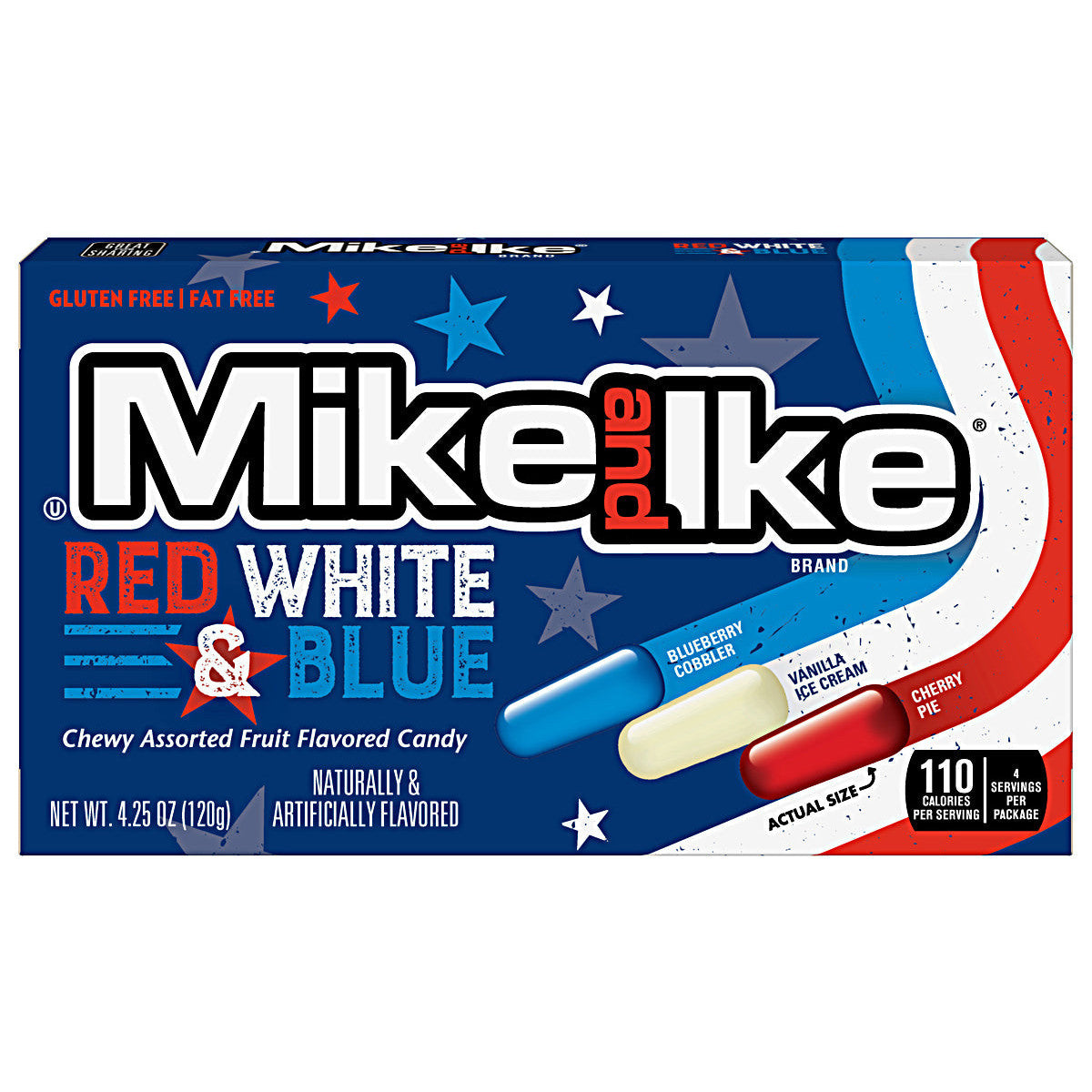 Mike and Ike Red, White & Blue (12 x 120g) - AmerikaanseGroothandel