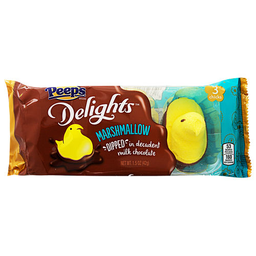 Peeps Delights Marshmallow Chicks Milk Chocolate Dipped Yellow 3 Pack