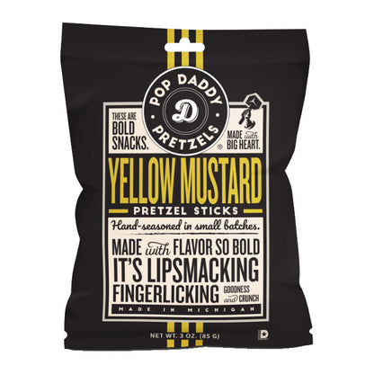 Pop Daddy Pretzels Yellow Mustard (15 x 85g) - AmerikaanseGroothandel