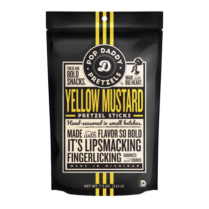 Pop Daddy Pretzels Yellow Mustard (12 x 212g) - AmerikaanseGroothandel