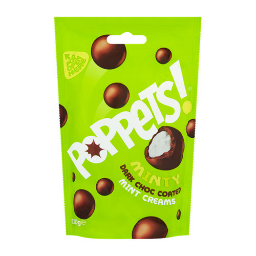 Poppets Dark Choc Coated Mint Creams (9 x 130g) - AmerikaanseGroothandel