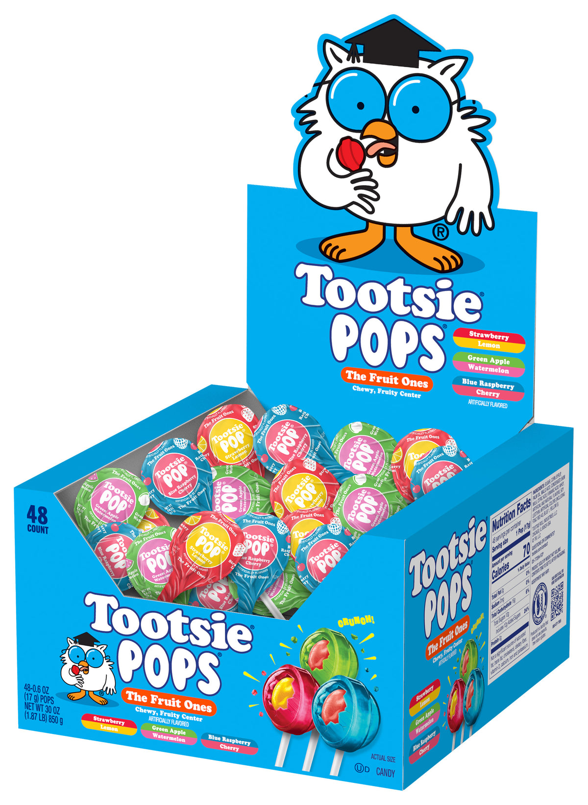 Tootsie Pops The Fruit Ones 48 Pack (Enkele verpakking van 850g) - AmerikaanseGroothandel