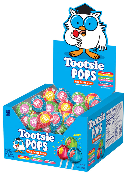 Tootsie Pops The Fruit Ones 48 Pack (Enkele verpakking van 850g) - AmerikaanseGroothandel
