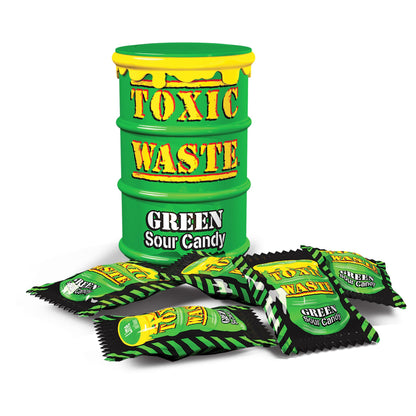 Toxic Waste Sour Candy Drum Green (12 x 42g) - AmerikaanseGroothandel