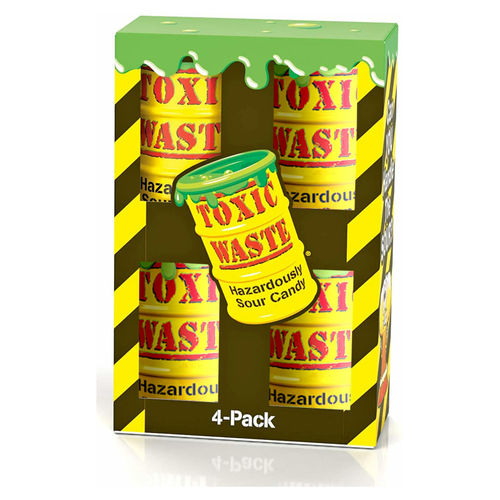 Toxic Waste Sour Candy Drum Yellow 4 Pack