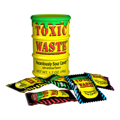 Toxic Waste Sour Candy Drum Yellow (12 x 42g) - AmerikaanseGroothandel