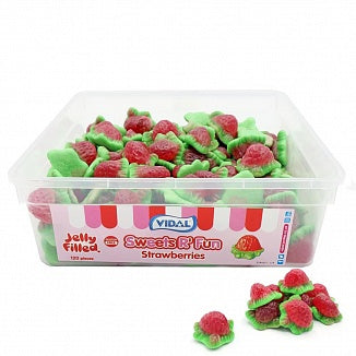 Vidal Jelly Filled Strawberries 5p Tub 120 Pieces