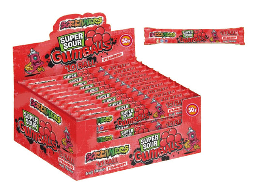 Zed Candy Screamers Super Sour Gumballs Strawberry 10 Ball (24 x 54g)